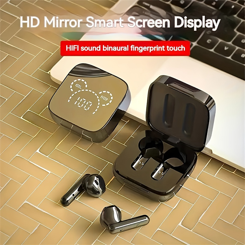 New Mini Mirror Wireless Earphones, Intelligent Digital Display Of Power Lightweight Portable Durable, No Lag In Gaming Music Learning And Sports Ear_voghion.com