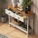 Farmhouse Style Console Table With 2 Drawer And Bottom Storage Shelf For Entryway, Rustic Side Table With Storage Drawer And Shelf For Living Room,_voghion.com