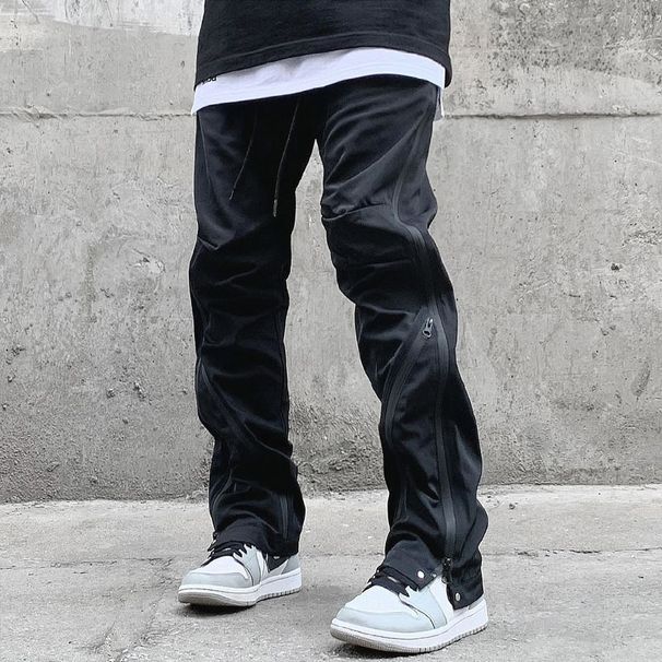 Techwear-byxor för tonåringar – Nylonbyxor med tejpade sömmar, avslappnad passform, Y2K-gatustil_voghion.com