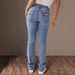 Double Button Mid Waist Straight Jeans Women's Slim Temperament Pants_voghion.com