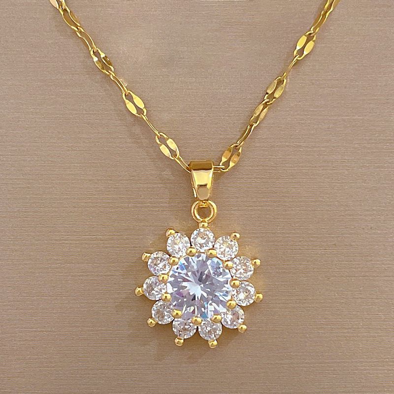 [Titanstahl] Sonnenblumen-Ohrring-Set mit leichtem, luxuriösem Mikro-Inlay, personalisierten Temperament-Bankett-Ohrringen und_voghion.com
