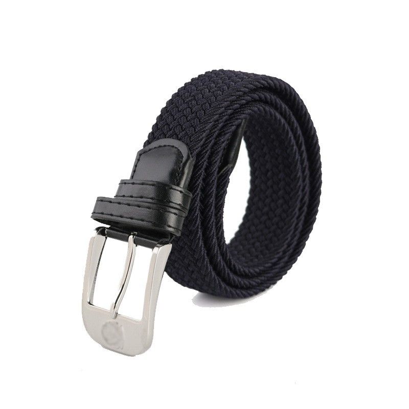 Cinturón de entrenamiento táctico azul marino, recto, informal, versátil, tejido, elástico y con hebilla de pasador_voghion.com