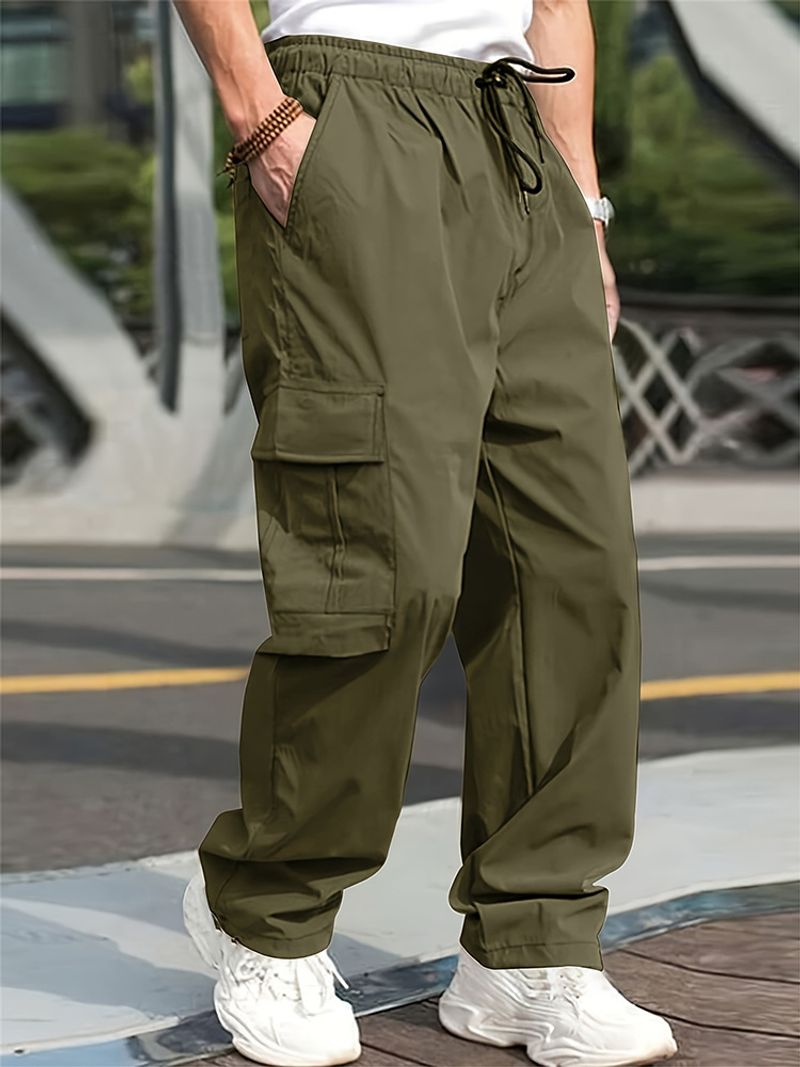 Herrenbekleidung Frühling und Sommer Neue Herren-Overalls Europäischer und amerikanischer Außenhandel Kordelzug Multi Pocket Freizeithose_voghion.com