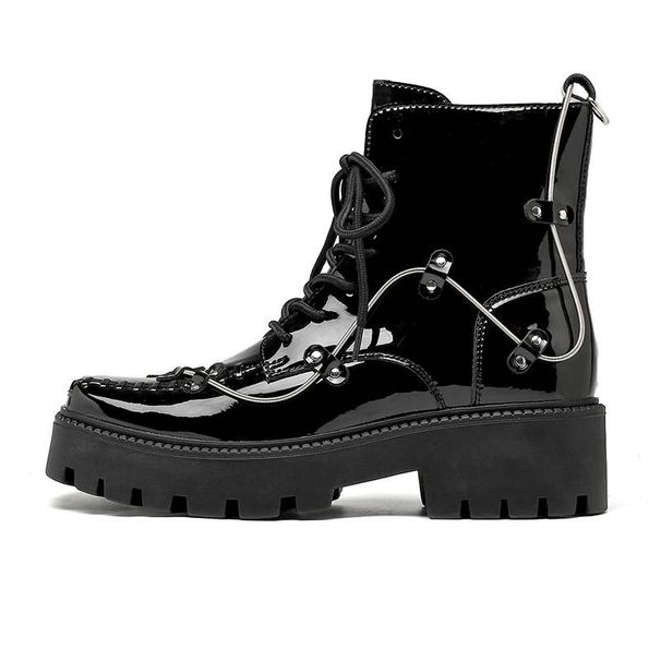 Men’s Shoes lace up niche design Martin boots thick soled platform cake British style cool single boots_voghion.com