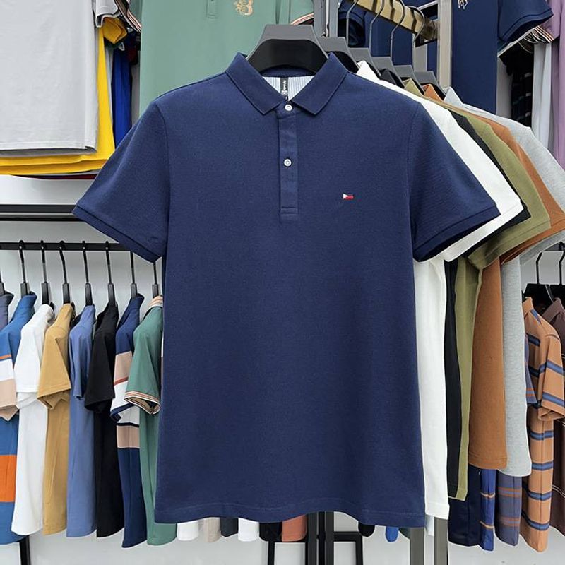 Men's Clothing Pique Cotton New Summer Men's Short Sleeved T Shirt Lapel Polo Shirt Embroidery Solid Color Men's Half Sleeved Top_voghion.com