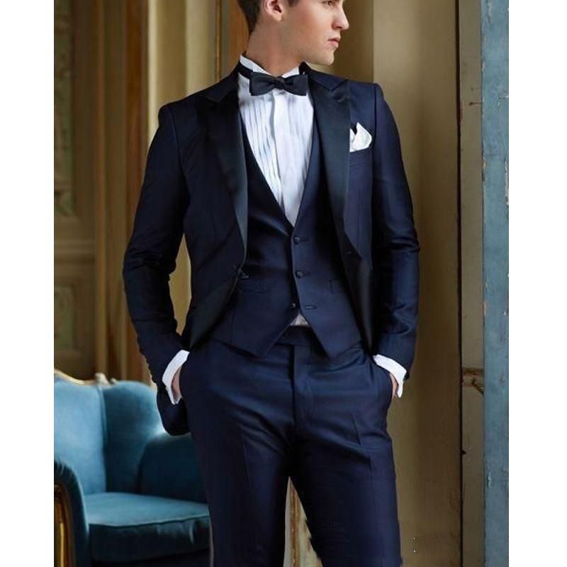 Herrenanzug Dreiteiliger Westenanzug Business Casual Trauzeugenanzug Bräutigamanzug_voghion.com