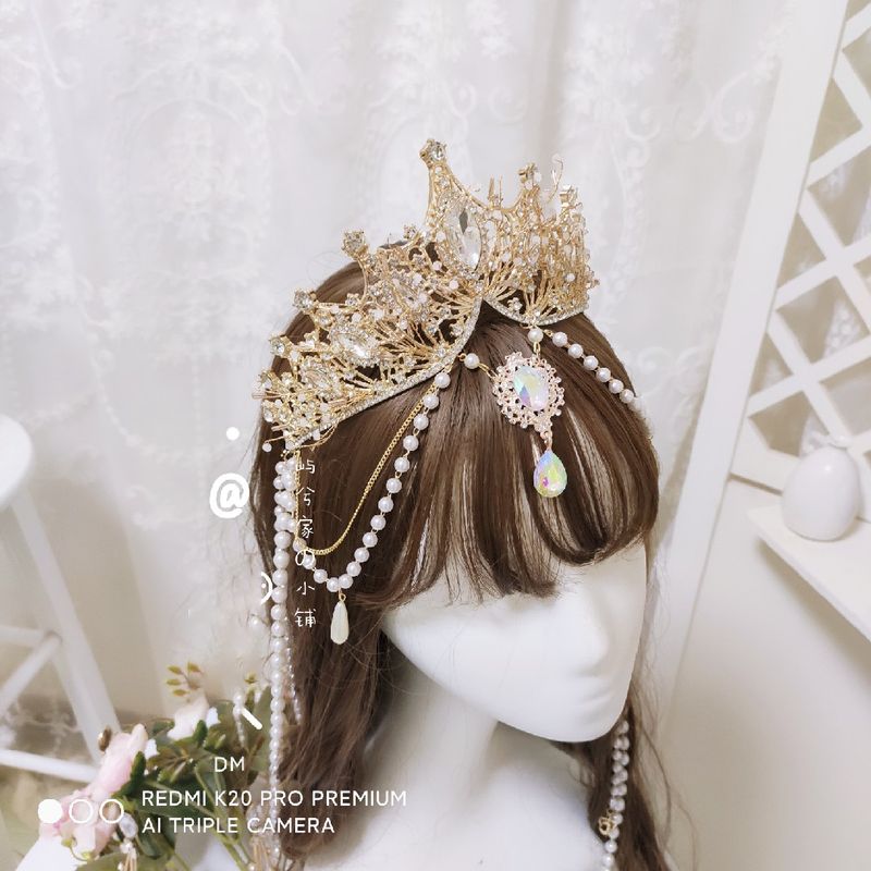 Igreja anjo deusa pérola corrente coroa de cabelo cosplay cocar retro lolita virgem abertura apollo sun halo bandana_voghion.com