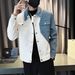 Men's Stylish Faux Leather Bomber Jacket - Trendy Oversized Zip-Up Coat With Stand Collar, Casual Streetwear For Autumn & Spring (Black/White)_voghion.com