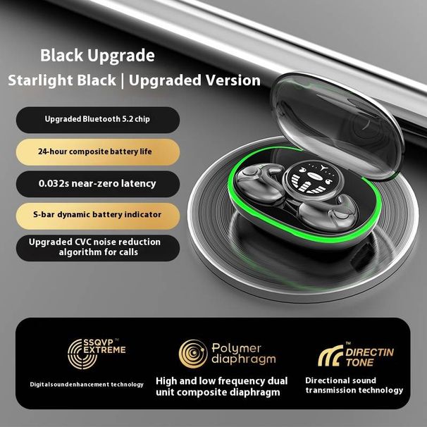 MD538 Sleep Bluetooth Headphones, Wireless Bone Conduction Open-Ear Earbuds, Ultra-Long Battery Life, Dual Stereo Sound Comfortable For Side Sleepers_voghion.com