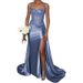 Women's Clothing Elegant Green Strapless Ball Gown With High Slit & Small Train – Formal Evening Dress For Women_voghion.com