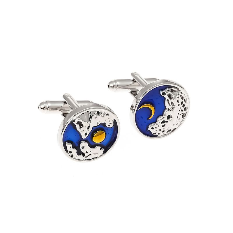 nouveaux boutons de manchette ronds soleil et lune boutons de manchette clous de chemise de couple français_voghion.com