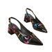Pointy back strap bag head back empty women's sandals contrast color chunky heels_voghion.com
