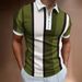 Men's Clothing Striped Short Sleeved Shirt Slim Lapel Zipper Top_voghion.com