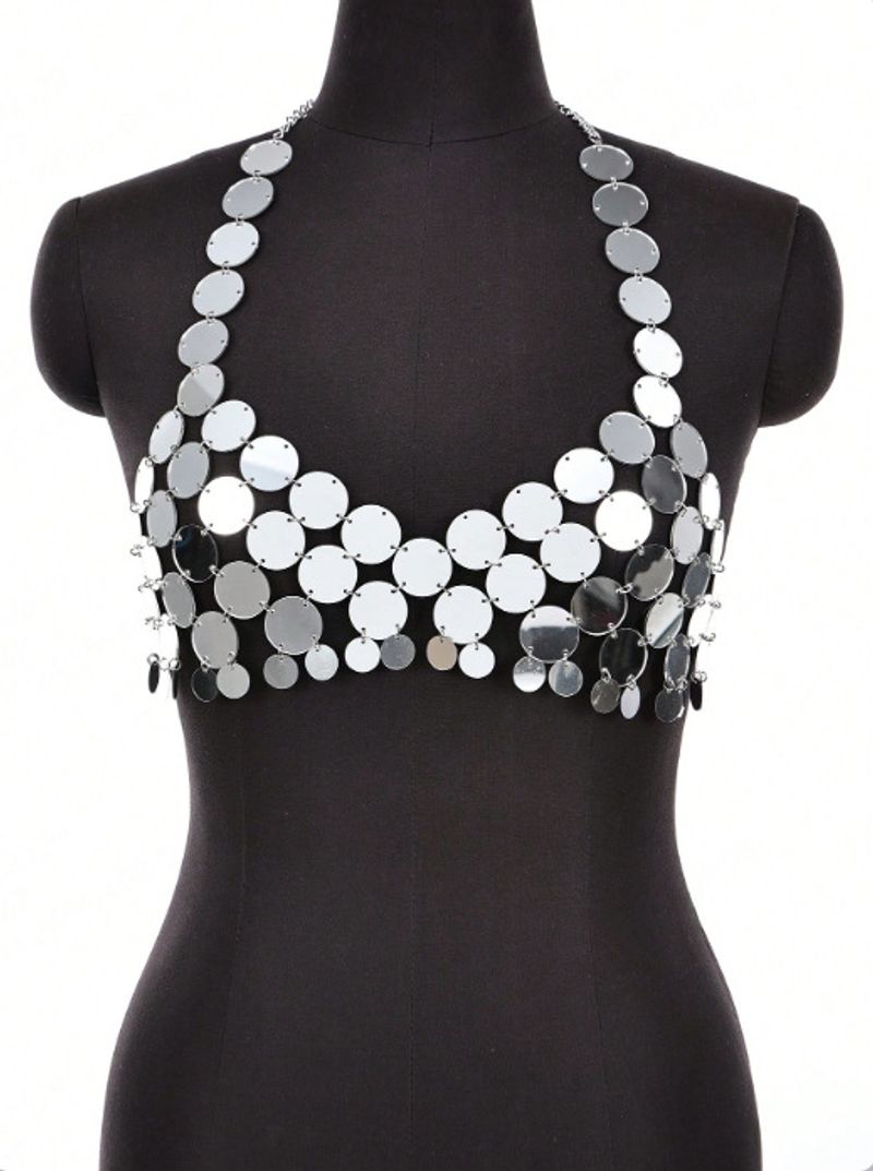 sequin bikini women's bra body chain hanging neck_voghion.com