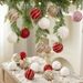 Pearl & Glitter Christmas Ball Ornaments – 8CM Foam Hanging Decor For Tree, Home & Party (Red/Gold/White, 6-Pack)_voghion.com