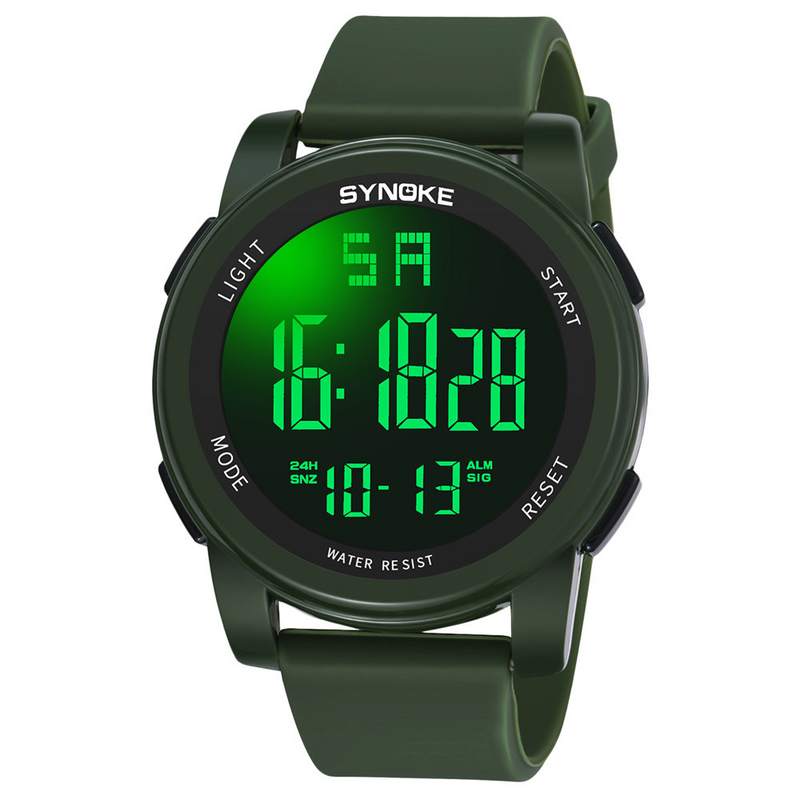 Orologio elettronico da uomo sportivo all'aperto SYNOKE 5Bar impermeabile da nuoto multifunzione con ampio schermo e potente luce notturna_voghion.com