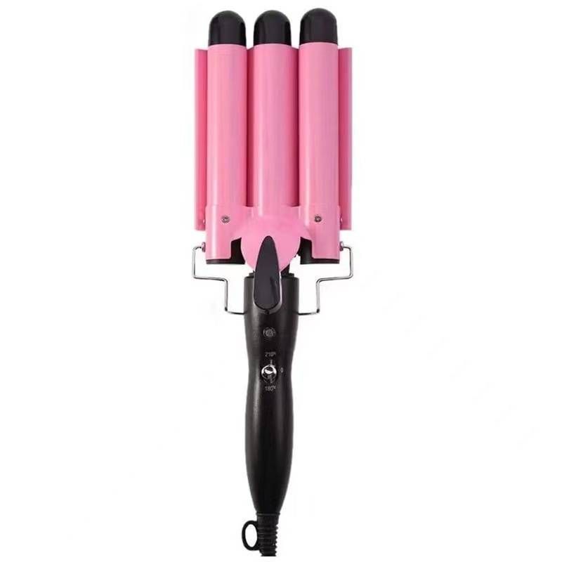 pink 3-rørs krøllejern Big Wave Elektrisk krydsfiner krøllejern Vand krusning Æggerullejern Big Curling Iron_voghion.com