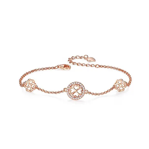 Women's Jewelry Lucky Four Leaf Clover Bracelet 925 Sterling Silver Bracelet Star Plate Short Girlfriend Birthday Gift Simple Style_voghion.com