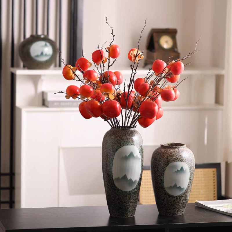 Oriental Landscape - Glazed Ceramic Vase For Indoor Outdoor Decor, Flower Arrangement_voghion.com
