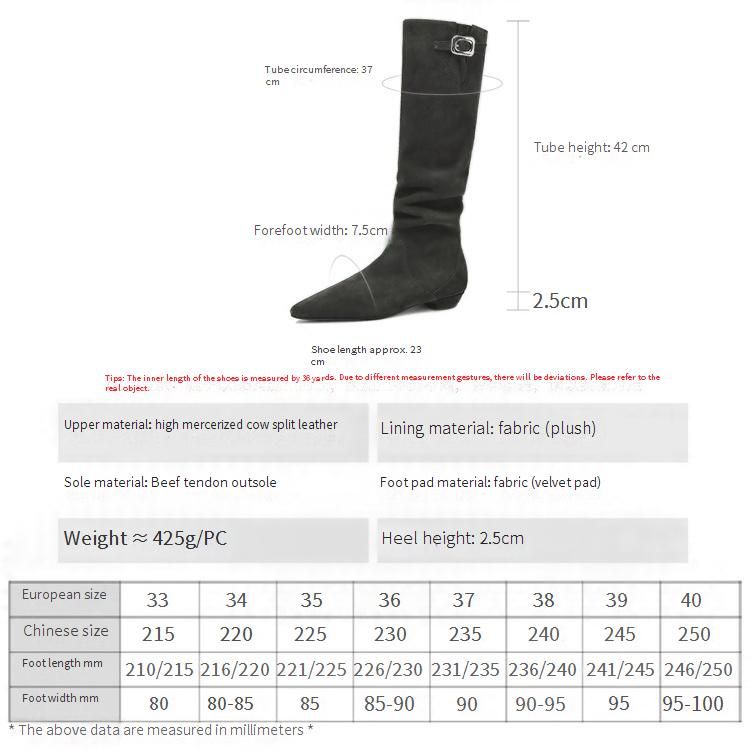 Cameido Natural Lazy Suede Pointed Toe Wrinkled Pile Western Cowboy Boots With Belt Buckle High Shaft_voghion.com