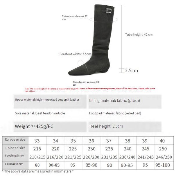 Cameido Natural Lazy Suede Pointed Toe Wrinkled Pile Western Cowboy Boots With Belt Buckle High Shaft_voghion.com