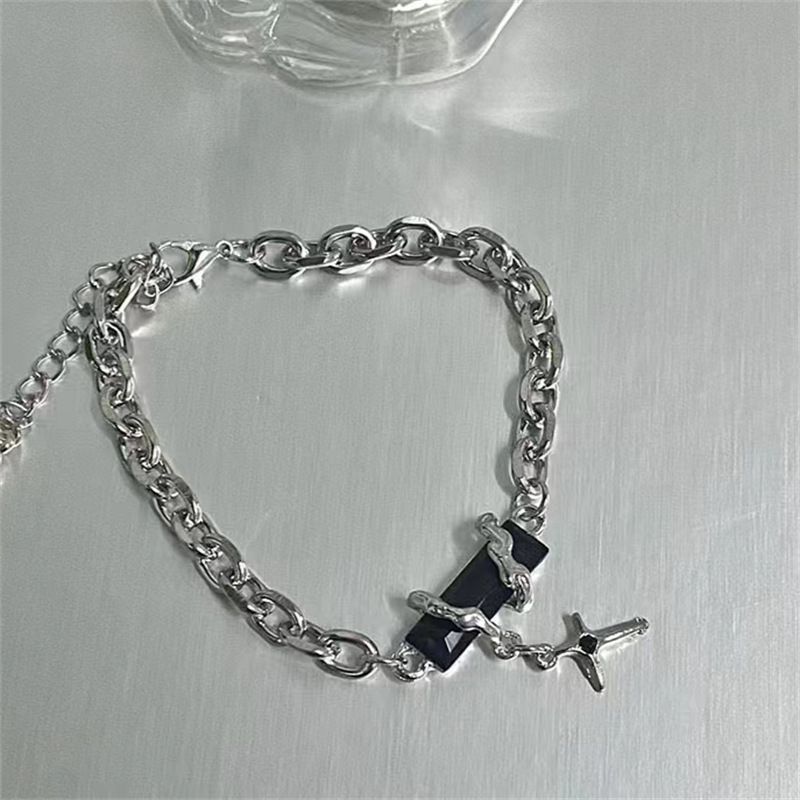 Star Wrapped Black Diamond Titanium Steel Bracelet For Men Hip-Hop Non-Fading Niche Design Minimalist Style Versatile_voghion.com