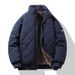 Men’s Winter Fleece-Lined Jacket – Thickened Cotton Padding, Stand Collar Windproof Coat (Casual Outerwear, Relaxed Fit, Cold-Weather Essential)_voghion.com