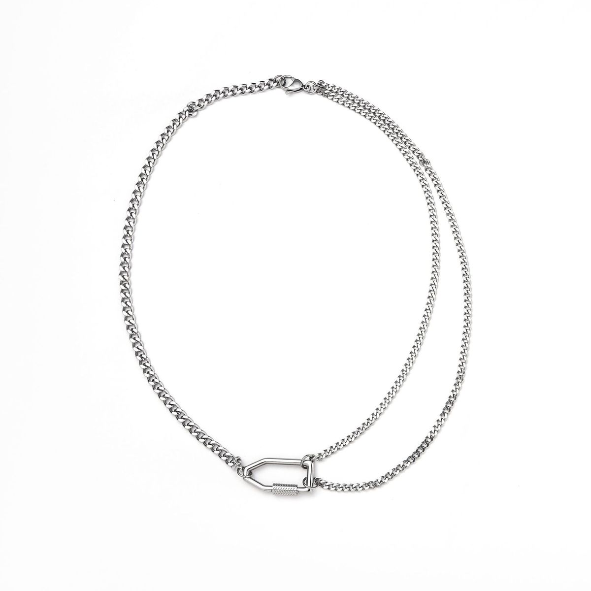 Collana con fibbia di sicurezza in stile semplice di alta qualità, collana in acciaio al titanio da uomo, collana con clavicola leggera di lusso a doppio strato_voghion.com