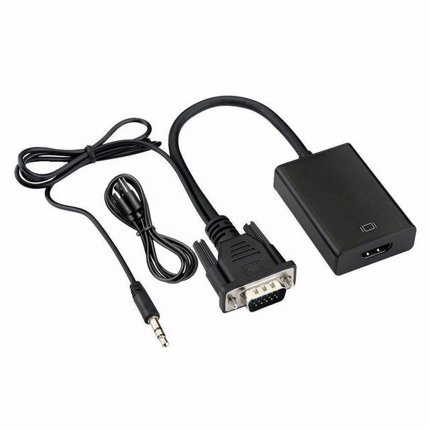 Full HD VGA uz HDMI saderīgs pārveidotāja adaptera kabelis 1080P ar audio izvadi VGA HD adapteris datora klēpjdatoram uz HDTV projektoru_voghion.com
