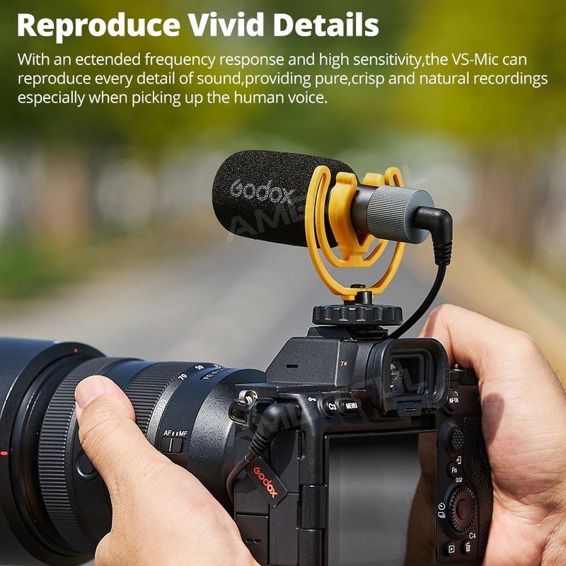 Godox VS-Mic Compact Shotgun 3.5mm MIC for iPhone Android Smartphone DSLR Camera For Video Recording Microphone_voghion.com