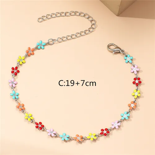 Hot Selling Ins Creative Bohemian Simple Plum Blossom Base Oil Anklet For Women Personalized Body Chain Jewelry_voghion.com