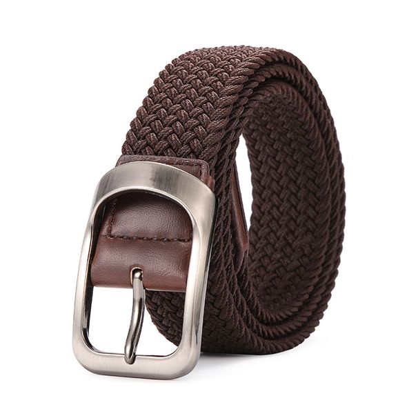 Cinture da uomo HOT elasticizzate di alta qualità alla moda cintura di tendenza vintage fibbia ad ardiglione cintura elastica marrone da lavoro maschile DT096_voghion.com