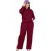 Ensemble sweat à capuche et jogging en polaire pour femme - Tenue d'hiver chaude deux pièces pour le travail et les loisirs (noir, bordeaux, vert kaki, lavande, S-XXL)_voghion.com