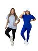 Cotton Fashion Letter Round Neck Short Sleeved Top With High Elasticity And Quick Drying Yoga Fabric Long Pants Set_voghion.com