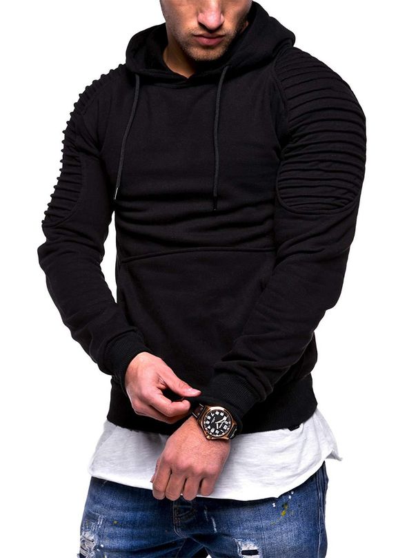 Pullover für Herren, gestreifter Kapuzenpullover mit Rüschen und Raglan-Ärmeln_voghion.com