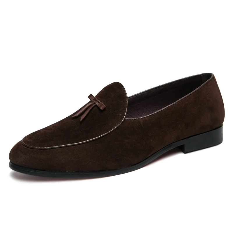 Leer voor instappers Zachte schoenen Man Comfortabele casual heren Suede Loafers Mocassins Rijdende schoen Mannelijke rubberen zool_voghion.com