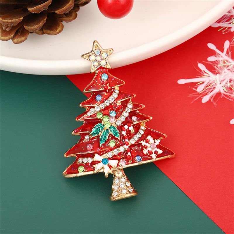New Christmas Brooch Enamel Diamond Christmas Tree Oil Drop Rhinestone Pin Sweater Suit Accessories_voghion.com
