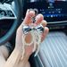Korean Ins Style Buckle Sweet Silver Bow Bag Pendant Beaded Personality Girl Heart Car Keychain_voghion.com