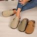 Women's Genuine Leather Slip-On Shoes - Comfortable Cork Sole Loafers With Hidden Wedge, Casual Closed-Toe Mules For Everyday Wear_voghion.com