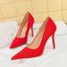 Super high heel women's shoes slim heel shallow mouth pointed simple high heels_voghion.com