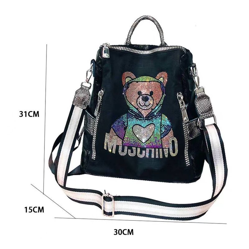 2025 New Brand Women's Backpack Colorful Dias Cute Bear Bagpack Large Capacity Fashion Shoulder Bag Girl' Schoolbag_voghion.com