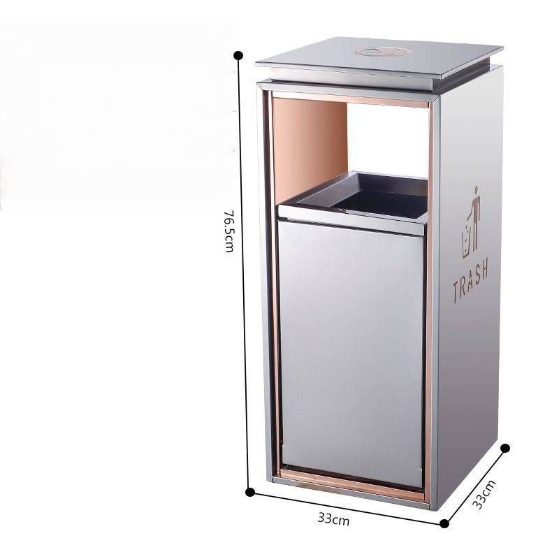 Stainless Steel Trash Bin With Ashtray For Outdoor, Hotel Lobby, Shopping Mall, Elevator & Indoor Use – Heavy-Duty Waste Basket In Multiple Colors_voghion.com