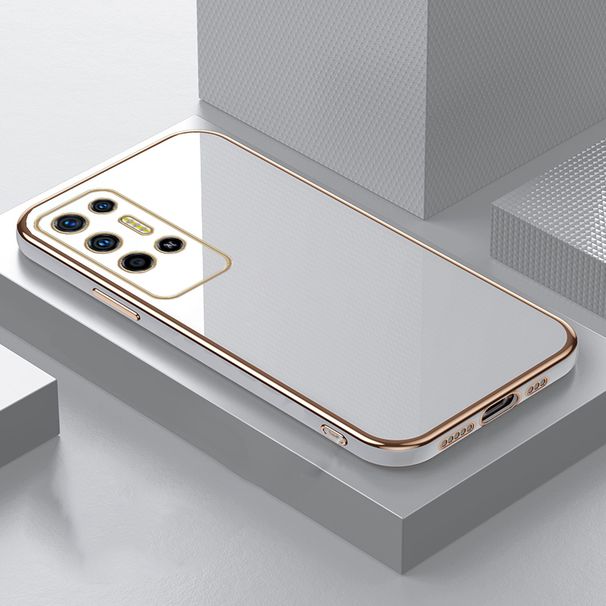 Luxus Square Plating Silikon Telefon Case fir Infinix TECNO POVA 2 Coque Ultra Dënn Schutz Soft Cover_voghion.com