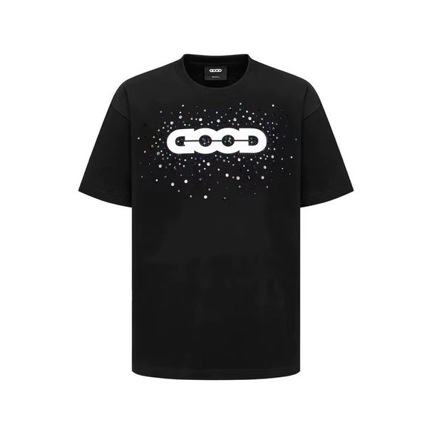 Herrenbekleidung Luxuriöses Kurzarm-T-Shirt mit Strasssteinen – Lässiges Streetwear-T-Shirt für den Sommer mit metallischen Akzenten – Atmungsaktive Baumwollmischung (Schwarz & Weiß)_voghion.com