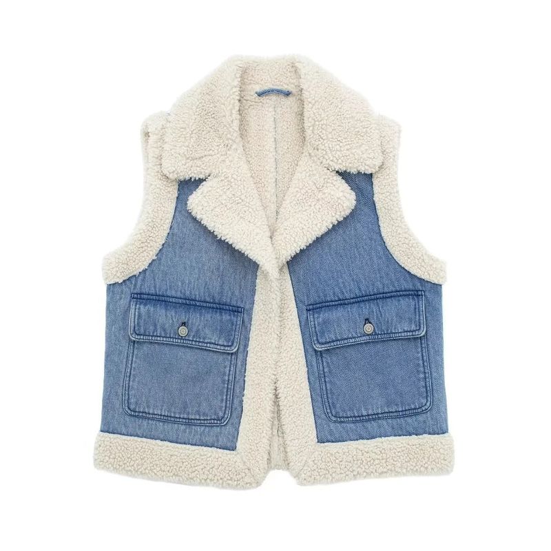 Damenbekleidung Lammwollweste Damen Baumwollpelz Einteilige Oberbekleidung Lammwollweste Weste Strickjacke Jacke_voghion.com