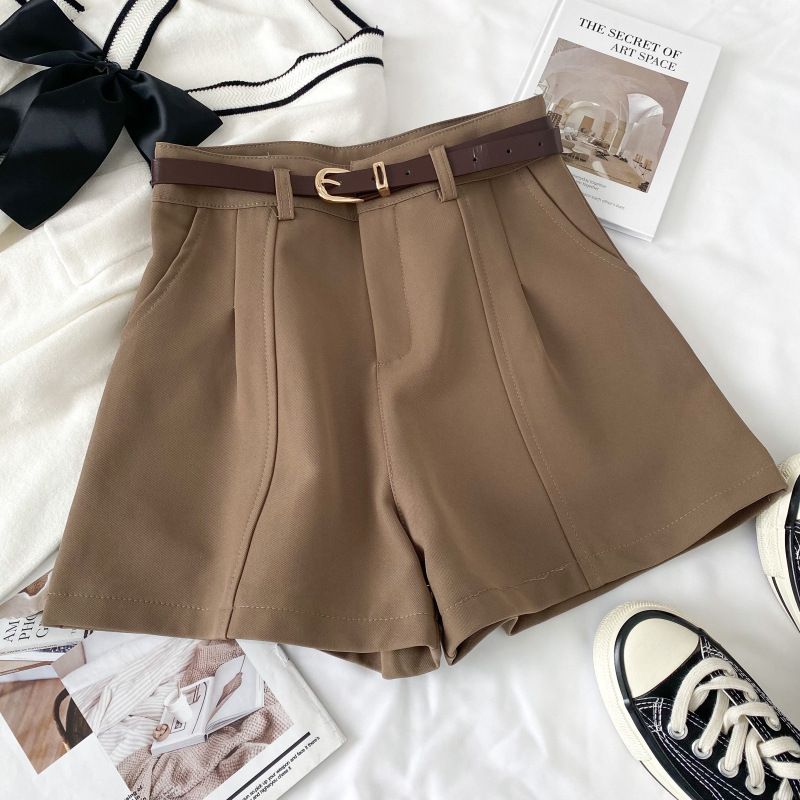 Women's Clothing Casual Shorts Spring Ins Retro Simple Outer Wear High Waist A Wide Leg Pants_voghion.com