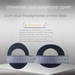 Black Leather Oval Round Universal Splicing Ear Over-Ear Earpads Replacement Headphone Covers Internet Cafe Solid Color_voghion.com