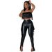 Women's sexy bust-wrapped tassel slim trousers two-piece nightclub suit_voghion.com