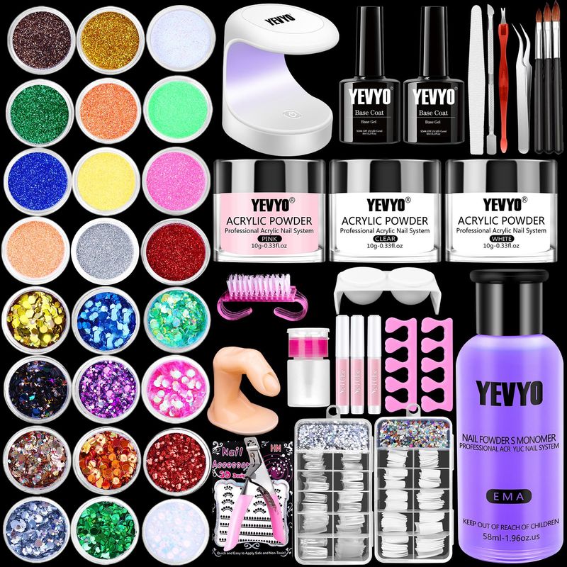 Acrylic Nail Kit With Everything For Beginners, Professional Nail Starter Kit , 24 Color Glitter Acrylic Powder And Liquid Monomer Set, Nail Glitter And DIY Nail Art Tools_voghion.com