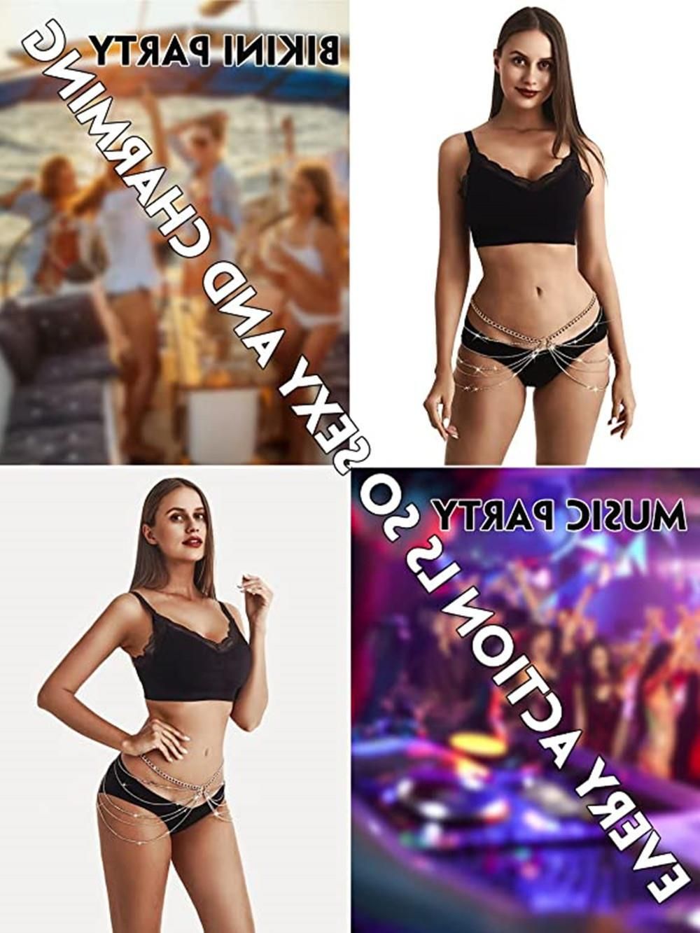 Kadınlar İçin Çok Katmanlı Yapay Elmas Bel Bandı, Benzersiz Bikini Vücut Zinciri_voghion.com